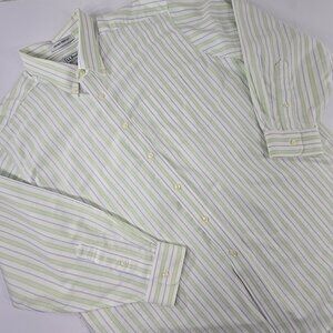 LL BEAN MEN'S SIZE 17.5-33 GREEN Shirt Long Sleeve Button Down WRINKLE RESISTANT